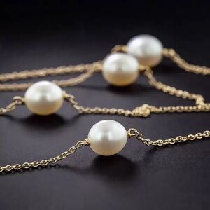Tiffany & Co Elsa Peretti 18K Yellow Gold Pearls by the Yard 38” long necklace